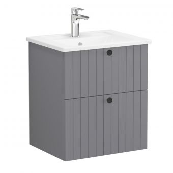 VitrA Root Groove Washbasin Unit with 2 Drawers in Matt Grey (60cm)
