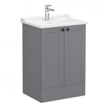 VitrA Root Classic Floor-Standing Washbasin Unit with Doors in Matt Grey (60cm)