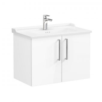VitrA Root Flat Washbasin Unit With Doors in High Gloss White (80cm)