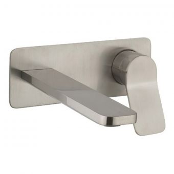 Crosswater Glide II Wall Mounted Basin 2 Hole Set in Brushed Stainless Steel - GD121WNV