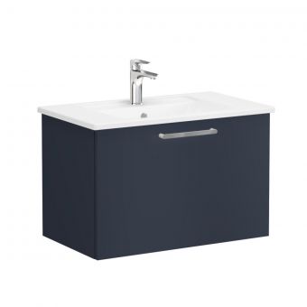 VitrA Root Flat Washbasin Unit With Drawer in Matt Dark Blue (80cm)