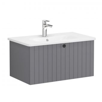 VitrA Root Groove Washbasin Unit with Drawer in Matt Grey (80cm)