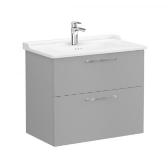 VitrA Root Flat Washbasin Unit with 2 Drawers in Matt Rock Grey (80cm)