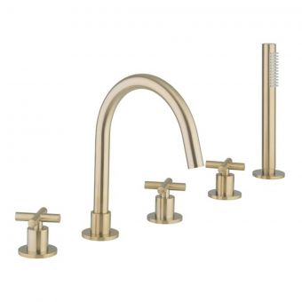 Crosswater MPRO Bath 5 Tap Hole Set with Crosshead in Brushed Brass - PRC450DF