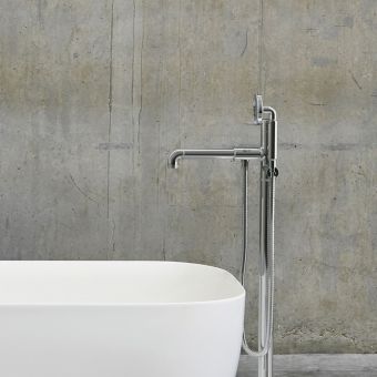 Crosswater MPRO Industrial Floor Standing Bath Shower Mixer in Chrome - PRI416FC