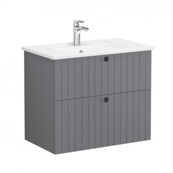 VitrA Root Groove Washbasin Unit with 2 Drawers in Matt Grey (80cm)