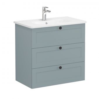 VitrA Root Classic Washbasin Unit with 3 Drawers in Matt Fjord Green (80cm)