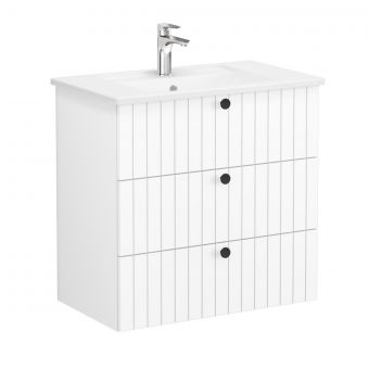 VitrA Root Groove Washbasin Unit with 3 Drawers in Matt White (80cm)