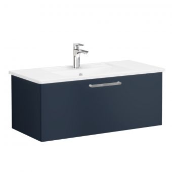 VitrA Root Flat Washbasin Unit with Drawer in Matt Dark Blue (100cm)