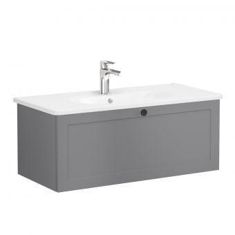 VitrA Root Classic Washbasin Unit with Drawer in Matt Grey (100cm)