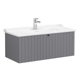 VitrA Root Groove Washbasin Unit with Drawer in Matt Grey (100cm)