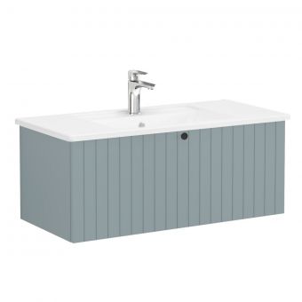 VitrA Root Groove Washbasin Unit with Drawer in Matt Fjord Green (100cm)