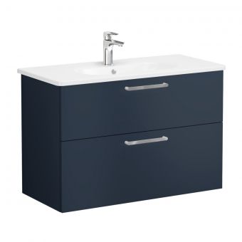 VitrA Root Flat Washbasin Unit with 2 Drawers in Matt Dark Blue (100cm)
