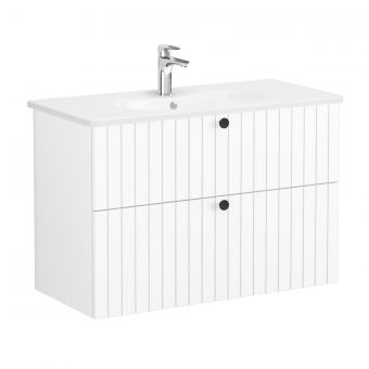 VitrA Root Groove Washbasin Unit with 2 Drawers in Matt White (100cm)