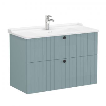 VitrA Root Groove Washbasin Unit with 2 Drawers in Matt Fjord Green (100cm)