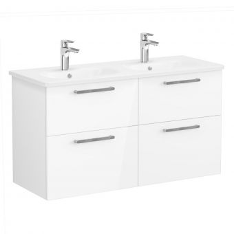 VitrA Root Flat Washbasin Unit with 4 Drawers in High Gloss White (120cm)