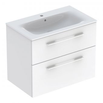 Geberit Selnova Square S 80cm Two-Drawer Vanity Unit with Slim Basin in White - 501240001