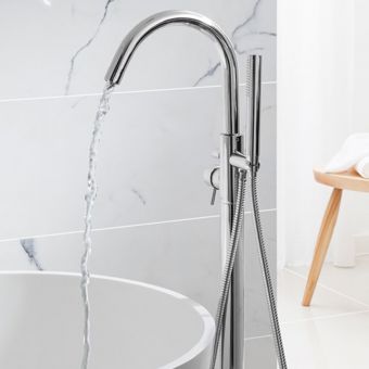 Crosswater Design Floor Standing Bath Shower Mixer in Chrome - DE416FC