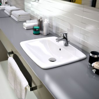 Geberit Selnova 55cm Countertop Basin with 1 Tap Hole in White - 501466007