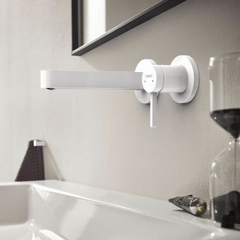Hansgrohe Finoris Wall Mounted Single Lever Basin Mixer with 168mm Spout in Matt White - 76051700