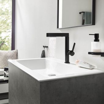 hansgrohe Finoris Basin Mixer 230 with Pull-Out Spray and Push Waste Set in Matt Black - 76063670