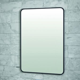 UK Bathrooms Essentials Mono Black Rectangular Mirror with Lighting 500 x 700mm