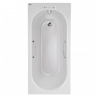 Twyford Opal 1500 x 700mm 2 Tap Hole Single Ended Bath with Tread and Chrome Grips - OL8222WH