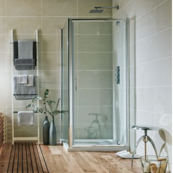 UK Bathrooms Essentials Bi-Fold Semi Frameless Shower Door - 700mm - Chrome
