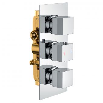 Origins Concealed Thermostatic Square Triple Control Shower Valve with 2 Outlets