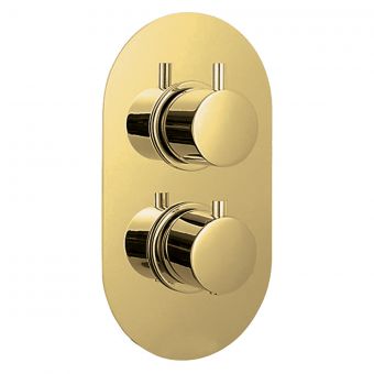 Origins Concealed Thermostatic Shower Valve with Two Outlets - Brushed Brass