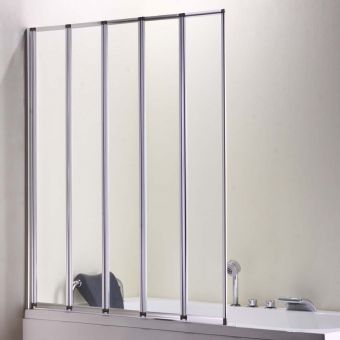 UK Bathrooms Essentials Tana Universal 1250mm 5 Panel Folding Bath Screen in Chrome