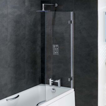 UK Bathrooms Essentials Tana 6mm Hinged Bath Screen in Chrome