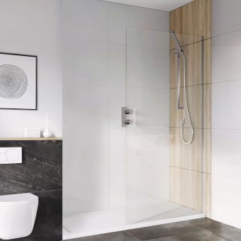 UK Bathrooms Essentials Small 10mm Wet Room Panel in Chrome