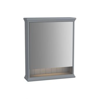 VitrA Valrte 1 Door Bathroom Mirror Cabinet - 65cm - Matte Grey - Left