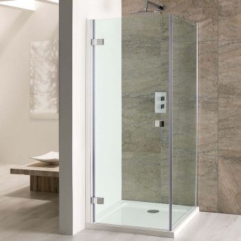 UK Bathrooms Essentials Tana Frameless Hinged Shower Door in Chrome