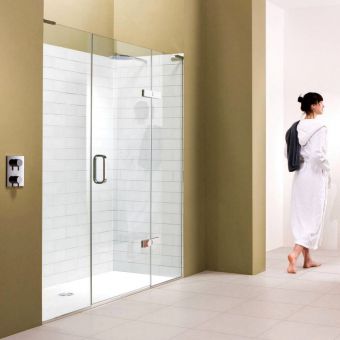 Matki EauZone Plus Hinged Shower Door with Inline Panel for Recess- 1300mm - Right Hand 2015mm EPI1300 RH LINEAR GG