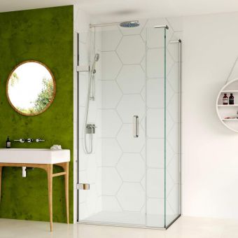 Matki EauZone Plus Hinged Shower Door from Wall and Inline Panel for Corner 2015mm EPWC900SP LH GG
