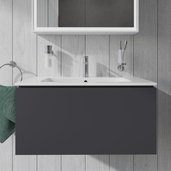 Duravit L-Cube Wall-Mounted 820mm One Drawer Vanity Unit in Matt Graphite - LC614104949