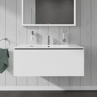 Duravit L-Cube Wall-Mounted 1020mm One Drawer Vanity Unit in High Gloss White - LC614202222