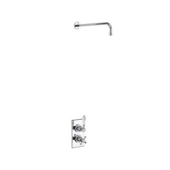 Burlington Trent Fixed Head Concealed Shower Valve for Overhead Shower in White with Handles and Shower Arm