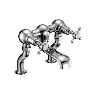 Burlington Claremont Deck Mounted Bath Filler excluding tap handles, bases and unions in Chrome