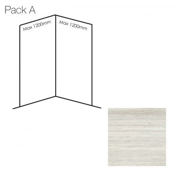 Bushboard Nuance Small Corner Wall Panel Pack A in Platinum Travertine