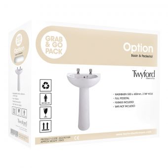 Twyford Option Basin and Pedestal Grab and Go Pack - GGOT01WH