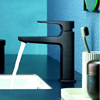 hansgrohe Metropol Single Lever Basin Mixer Tap 110 with push open waste in Brushed Black Chrome - 32507340