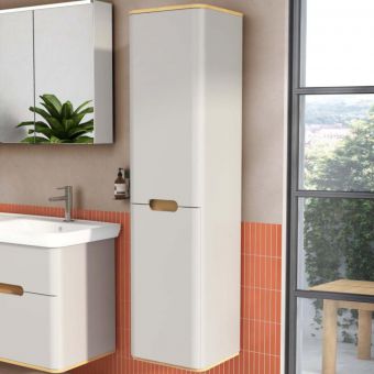 VitrA Sento Tall Bathroom Cupboard with Right-Hand Hinges in Matt Light Grey - 66023