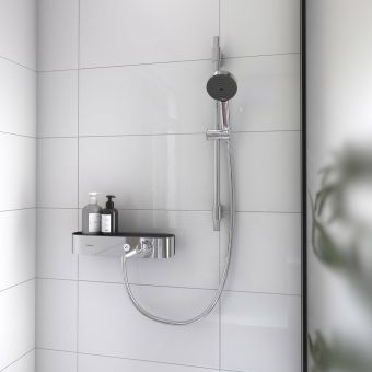 hansgrohe Pulsify Select S Shower Set 105 3 Jet Relaxation EcoSmart with 650 mm Shower Bar in Chrome