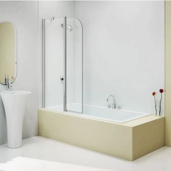 Merlyn 2 Panel Hinged Bath Screen with Easy Fit Bracket in Chrome - MB3CFLEX