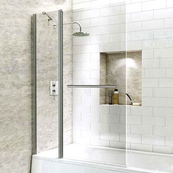 Origins Everest6 Square Extended Bath Screen With Fixed Panel and Towel Rail