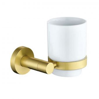 The White Space Capita Tumbler and Holder in Brushed Brass