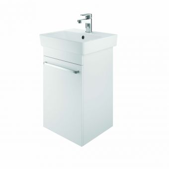 The White Space Scene Left Hand 1 Door 450mm Wall Hung Cloakroom Unit in Gloss White